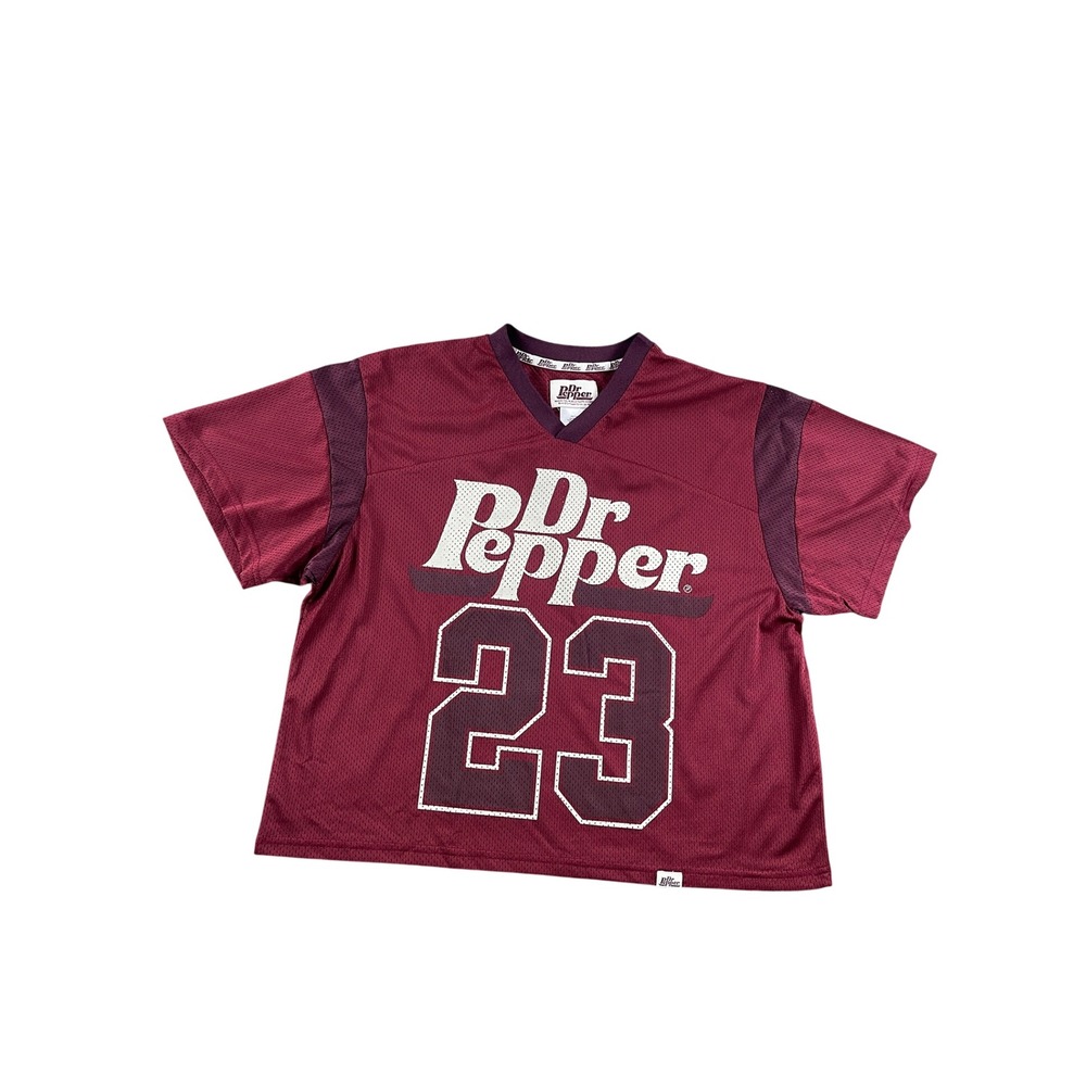 Dr Pepper Mesh Football Jersey Shirt Maroon Burgundy Graphic Tee Small 23 NWT